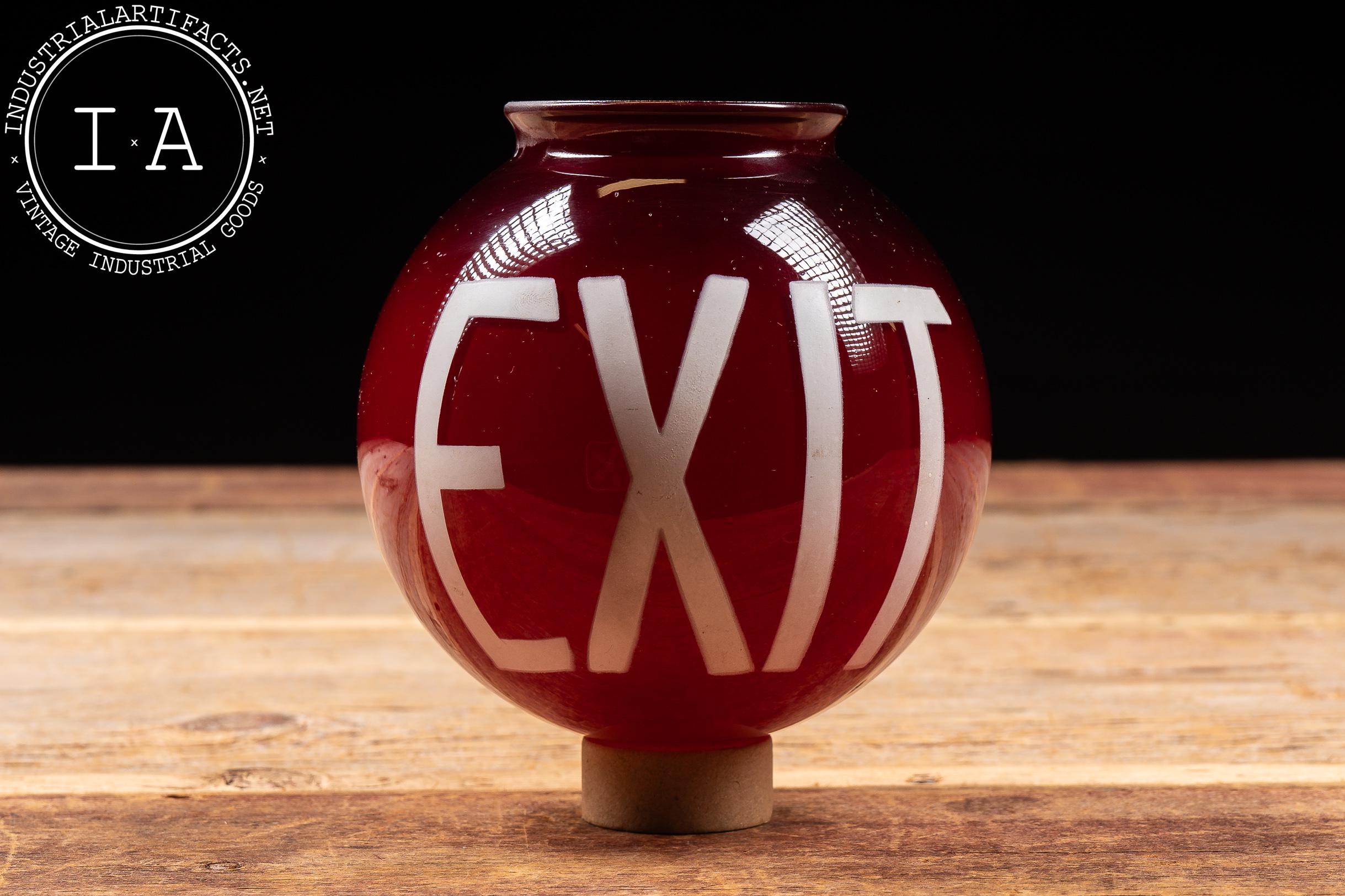 Vintage Glass Exit Light - Etsy