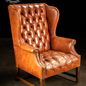 Canyon Sauvage Wingback Chair, Leather Furniture