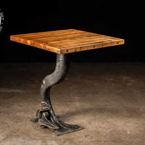 Vintage Cast Iron Machine Base Pub Table