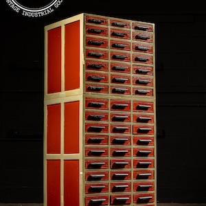 Vintage 102-Drawer Industrial Wheeled Parts Cabinet