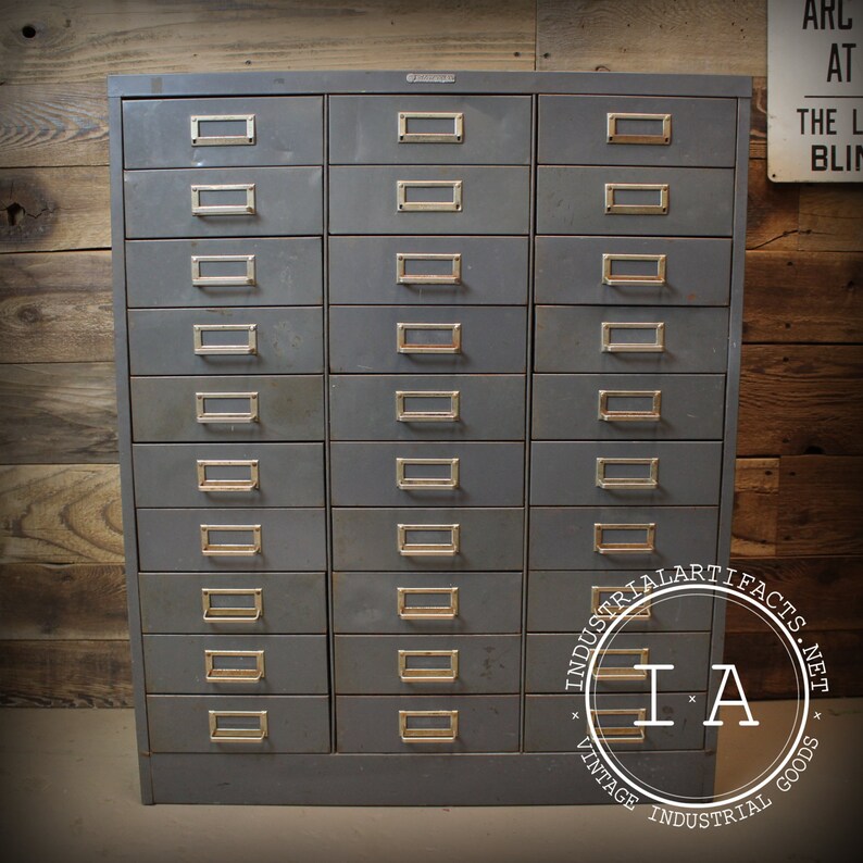 Vintage Industrial Steelmaster 30 Drawer Steel File Organizer Etsy