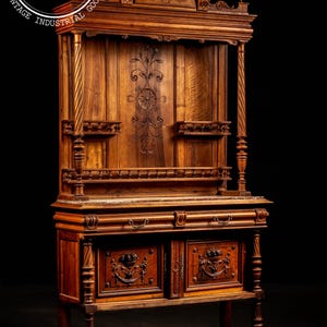 Early Oak Buffet with Red Marble Top