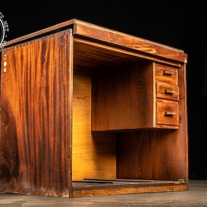 Vintage Solid Mahogany Diaform Workdesk Chest