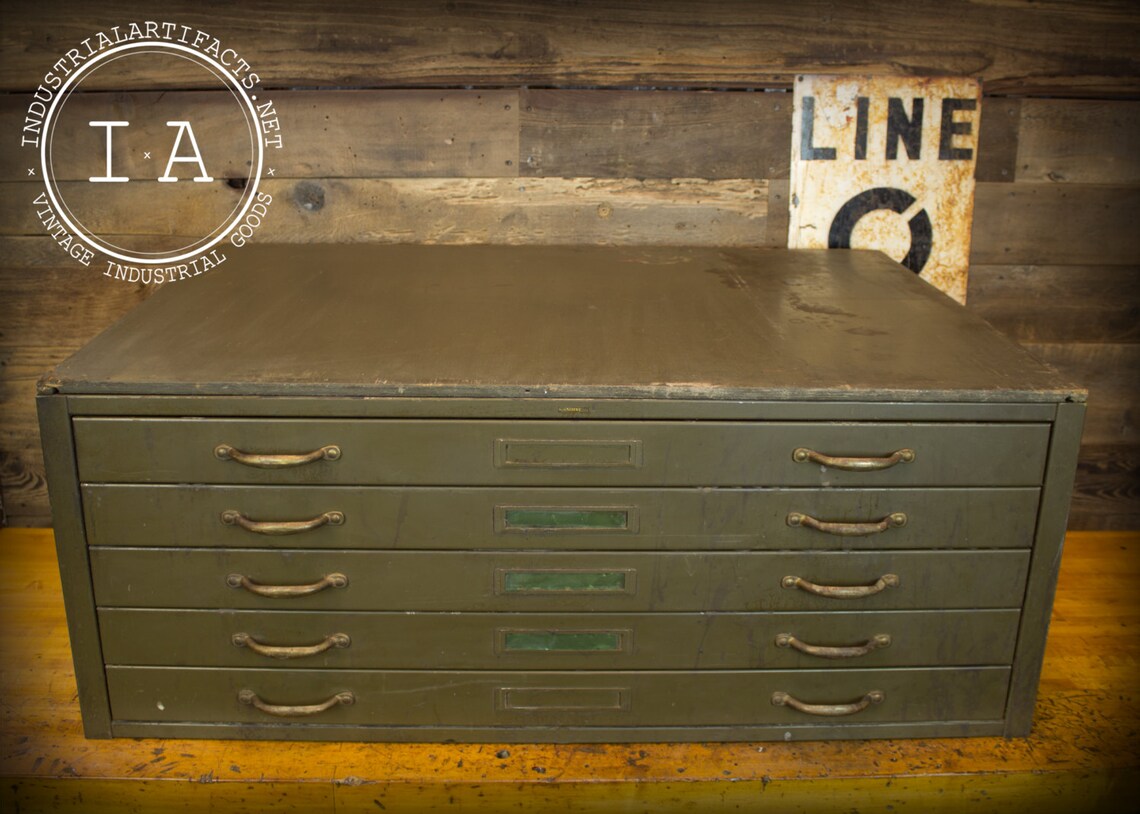 Vintage Industrial Antique 5 Drawer Hamilton Steel Flat File Etsy