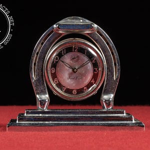 Lux ヴィンテージ 時計置物 1930年代 クローム ラックス グッドラック Vintage 1930s Art Deco Chrome Lux Good Luck Horseshoe Clock Non