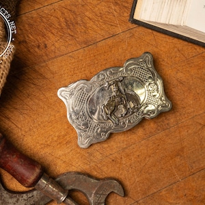 Nickel Rodeo Belt Buckle