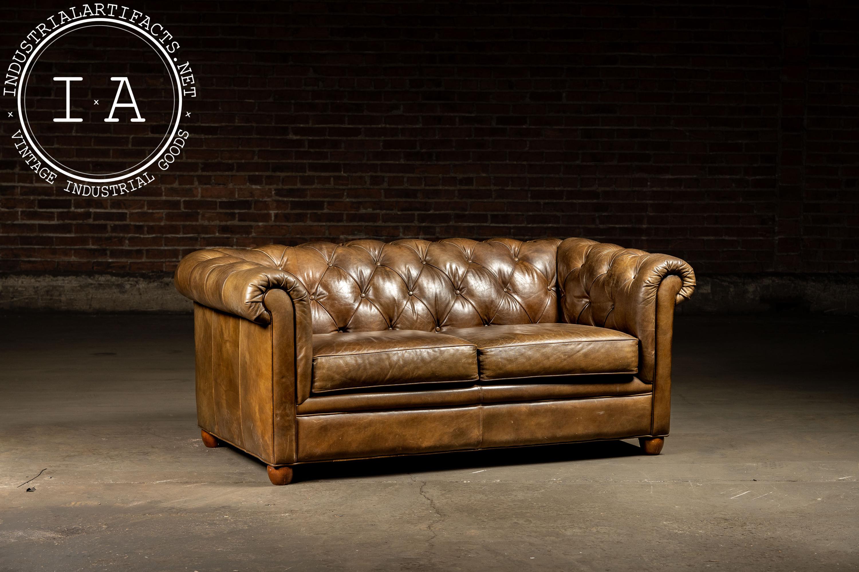 Vintage Chesterfield Tufted Leather Sofa With Cushions in Brown - Etsy