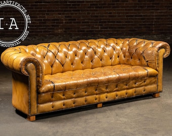 Tufted Leather Chesterfield Sofa in Camel