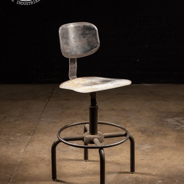 Vintage Industrial Steel Machinist Stool