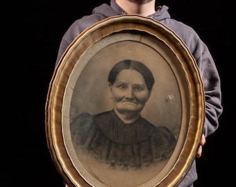 Portrait of an Old Woman | Framed Antique Photograph