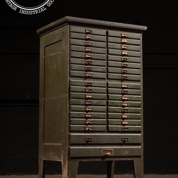 c. 1930 Document Sorting Cabinet in Olive Green