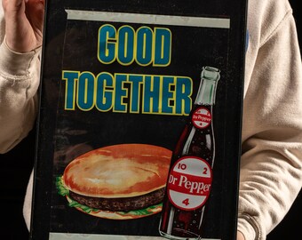 Vintage Framed Dr. Pepper Window Cling
