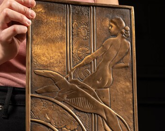 Bronze Art Nouveau Wall Relief