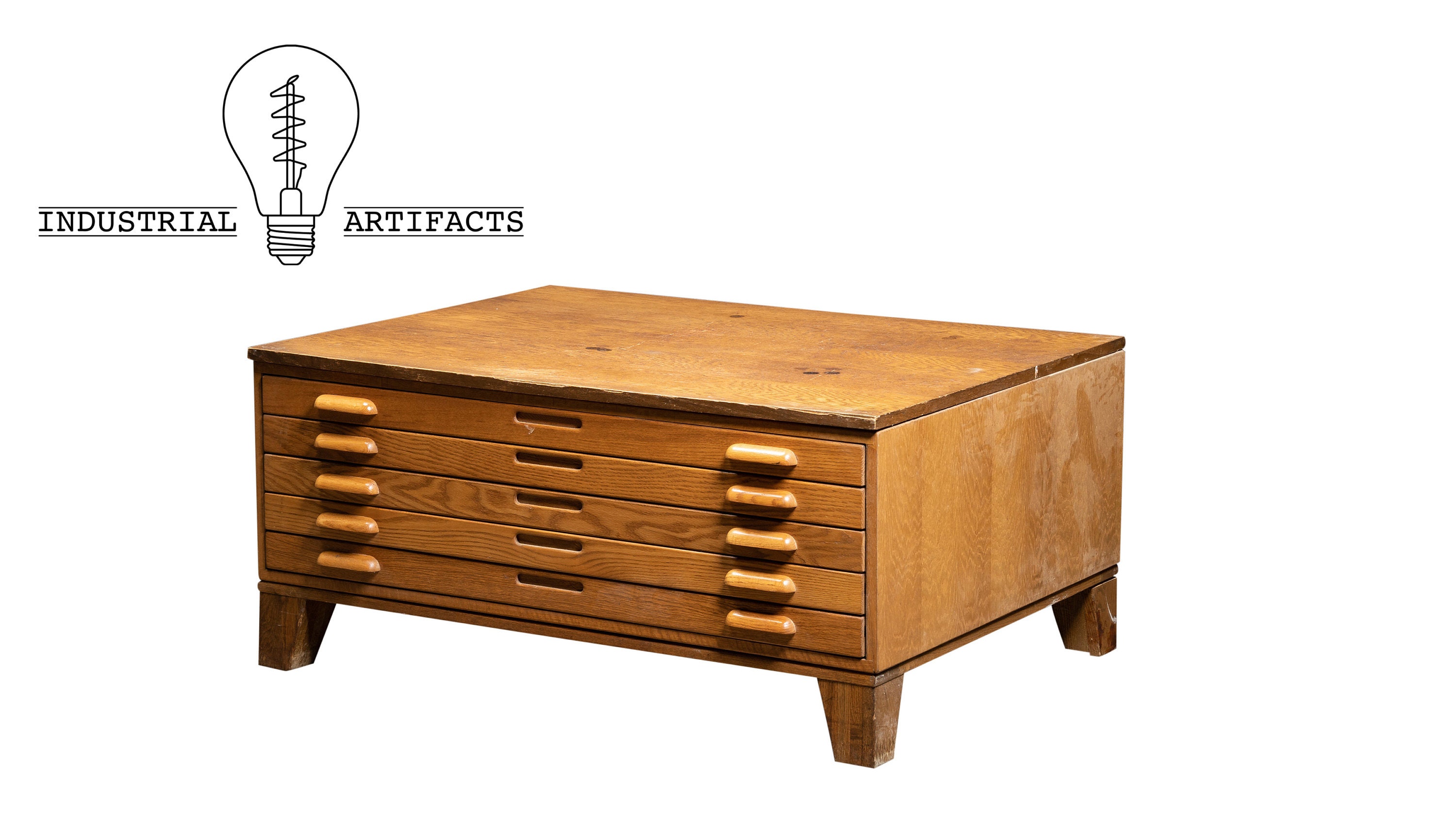 Antique Single Stack Wooden Flat File With Base Etsy