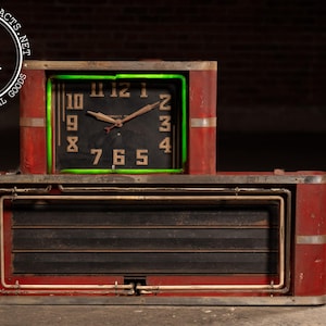 Vintage "Synchron" Neon Ad Clock with Uranium Glass Neon Tube