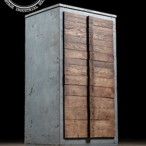 Vintage Fifteen-Drawer Metal Parts Cabinet