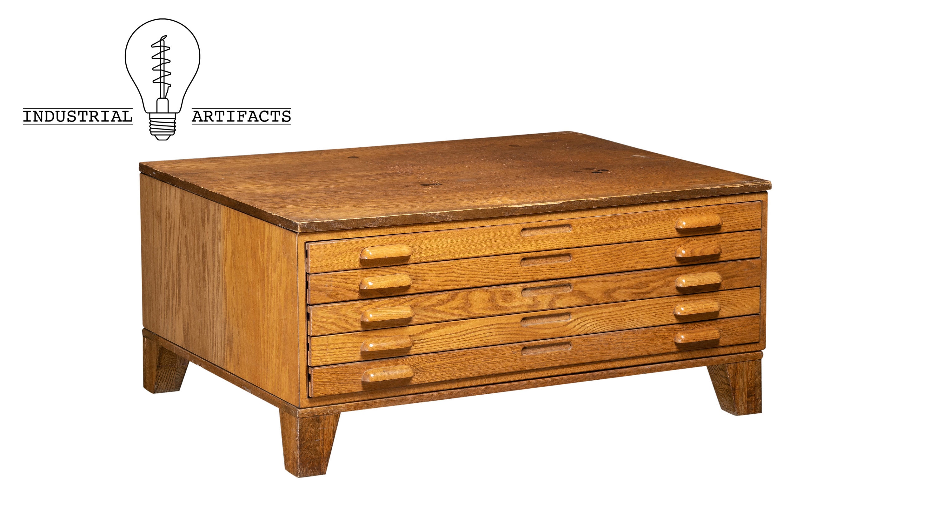 Antique Single Stack Wooden Flat File With Base Etsy