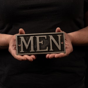 Vintage Cast Metal Men&#39;s Room Sign
