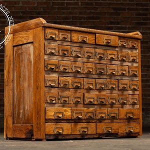 Early Wooden Small Parts Cabinet