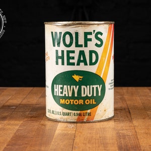 Vintage Wolf&#39;s Head Motor Oil Can