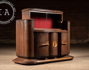 Art Deco Bar Cabinet with Revolving Bottle Compartment