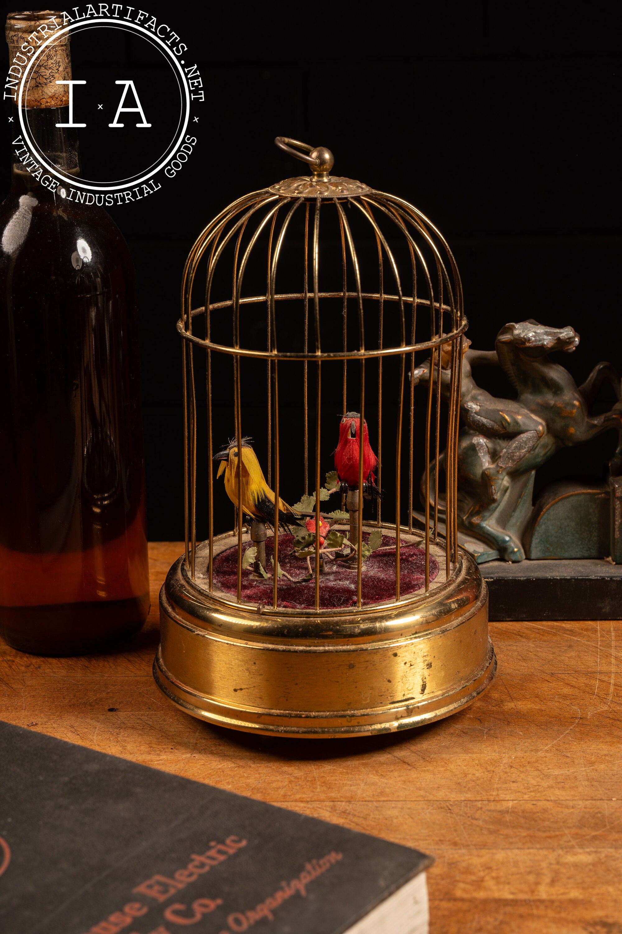 Singing bird in cage wind best sale up original