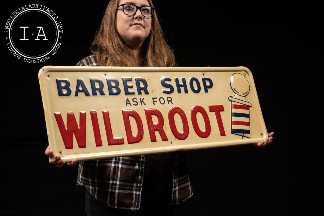 1950's Wildroot Barber Shop Embossed Tin Sign - Etsy