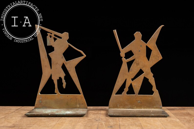 Vintage Brass Abstract Art Deco Bookends - Etsy