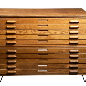 Antique Double Stack Wooden Flat File Cabinet With Hairpin Legs - Etsy