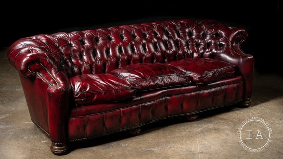 Vintage Tufted Leather Chesterfield Sofa In Oxblood Vintage Tufted Leather Chesterfield, Vintage Tufted Leather Sofa