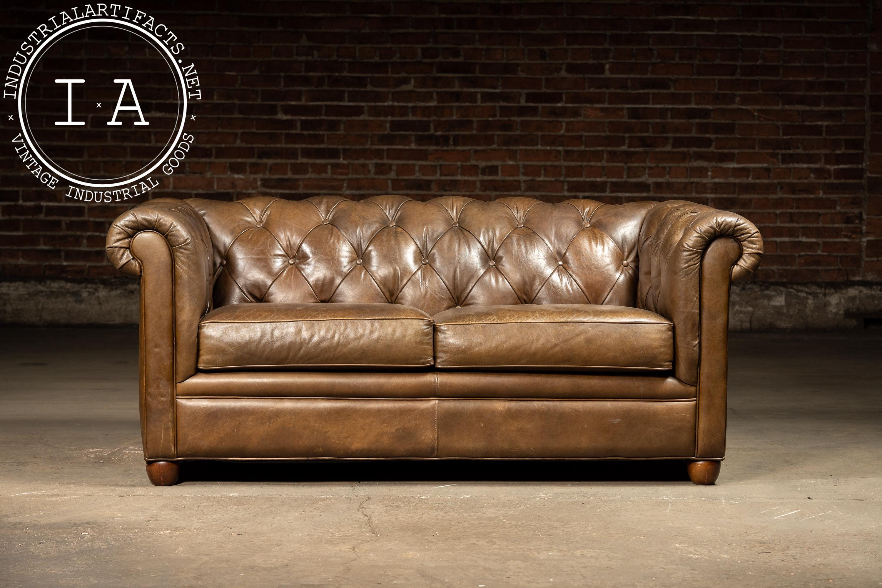 Vintage Chesterfield Tufted Leather Sofa With Cushions in Brown - Etsy