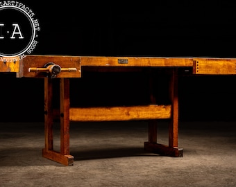 Antique Wooden Carpenters Bench by Stebbins Hardware Co.