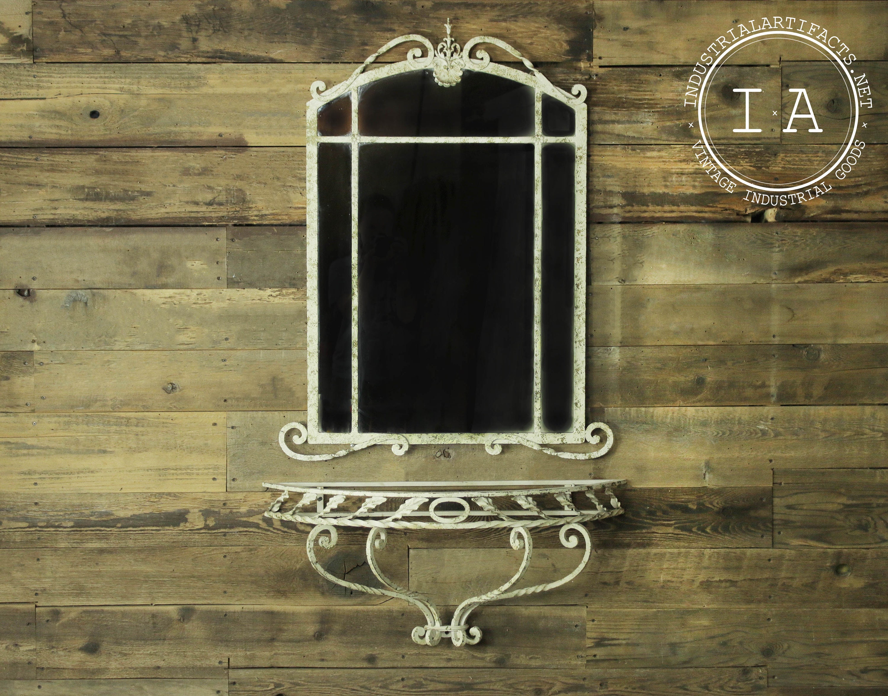 Vintage Wrought Iron Mirror And Base