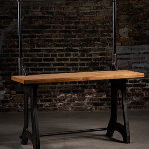 Vintage Industrial Cast Iron Butcher Block Work Bench Island