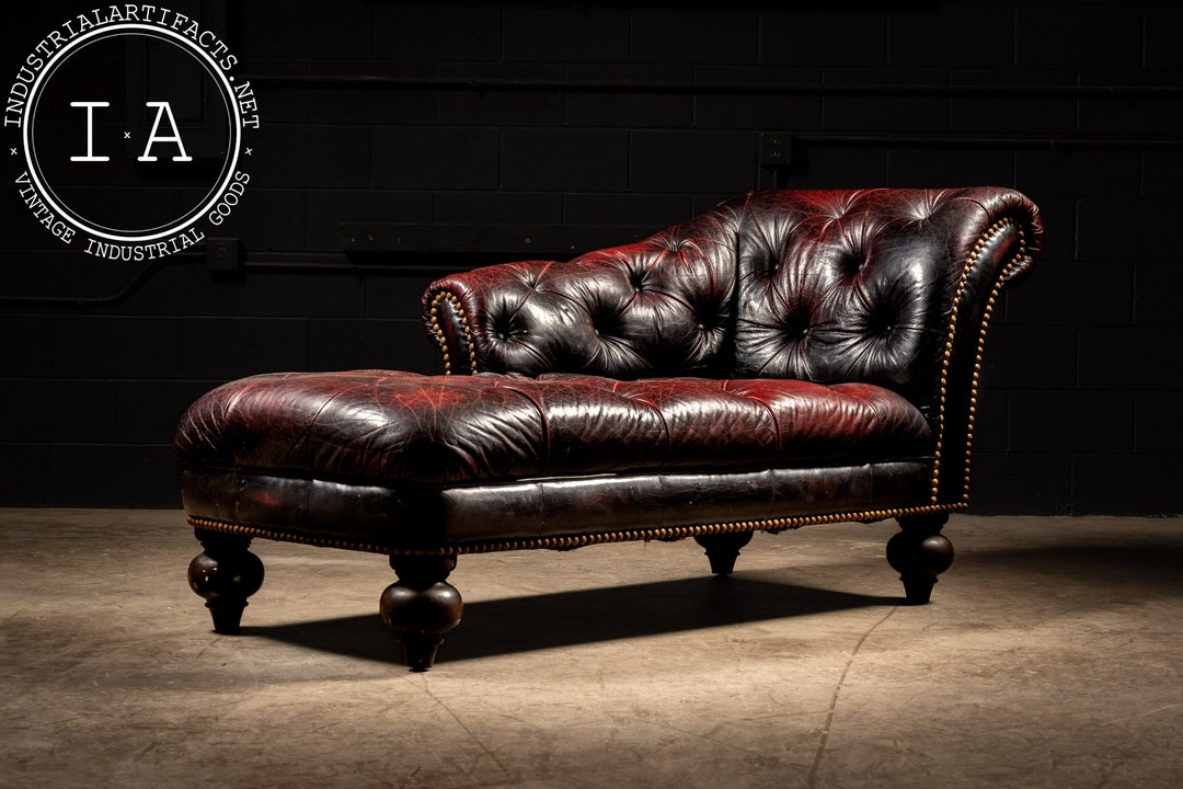 Vintage Oxblood Leather Chaise Lounge Etsy