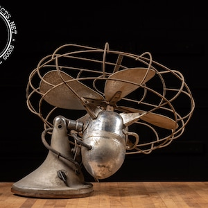 Ventilador de escritorio de acero Hunter C-16 vintage imagen 3