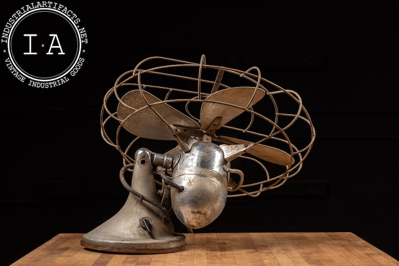 Ventilador de escritorio de acero Hunter C-16 vintage imagen 3