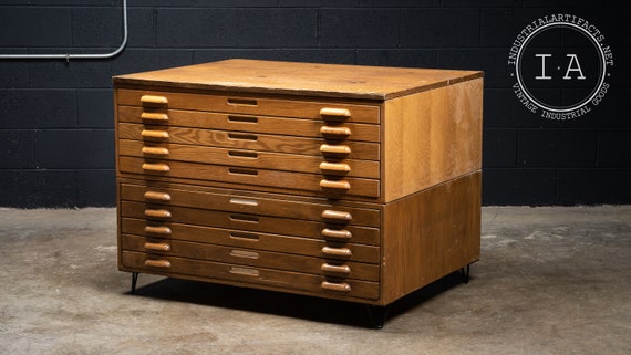 Antique wood 2024 flat file cabinet