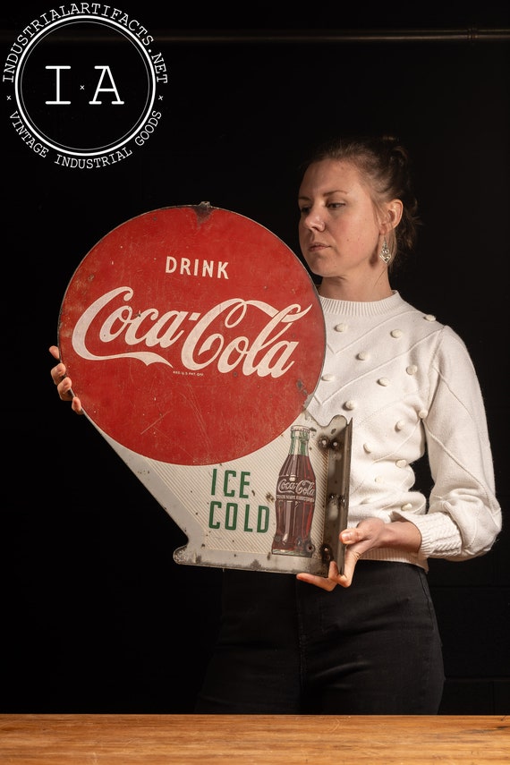 Vintage Double-sided Porcelain Coca-cola Flanged Advertising Sign