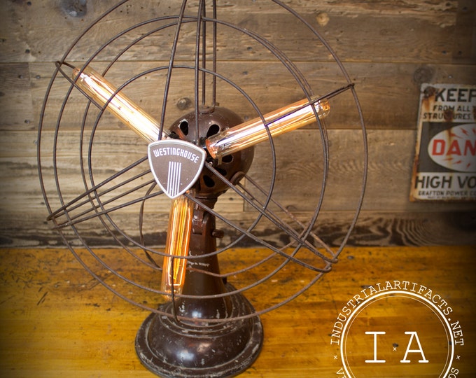 Vintage Industrial Westinghouse Table Fan Steampunk Art Lamp Etsy