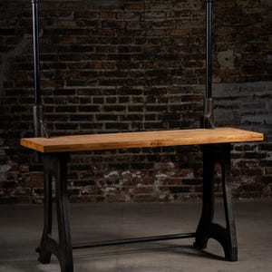 Vintage Industrial Cast Iron Butcher Block Work Bench Island