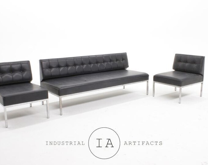 Steelcase Mid Century Modern Black Vinyl Furniture Set Herman Etsy