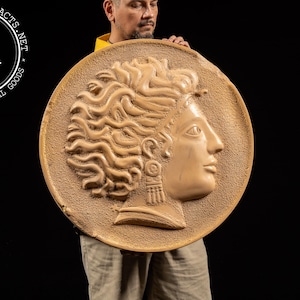 Large Classical Greco-Roman Style Profile Medallion Wall Plaque