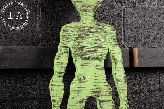 Vintage Painted Wood Folk Art Alien - image 4