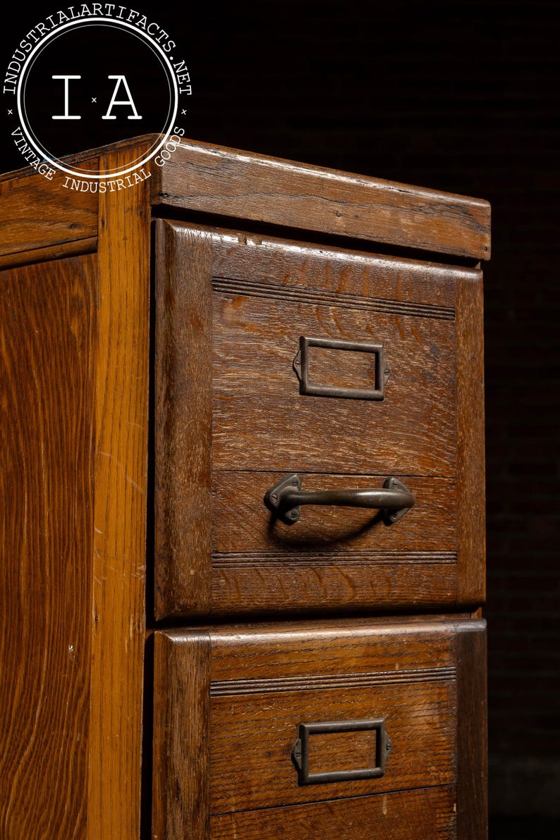 Antique Oak 4-Drawer Filing Cabinet Bild 7