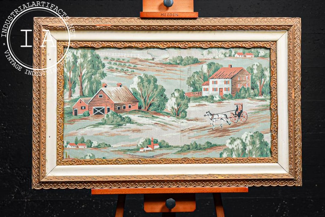 Framed Photo Rural Area Vintage Framed Scenic Rural Farm Scene Wallpaper Panel - Etsy