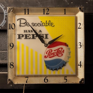 Vintage Lighted Plastic Pepsi Advertising Clock