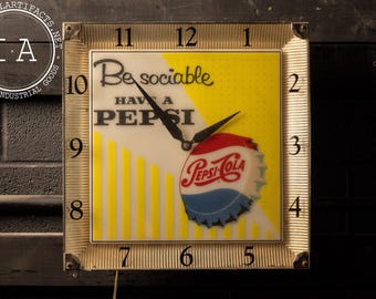 Vintage Lighted Plastic Pepsi Advertising Clock