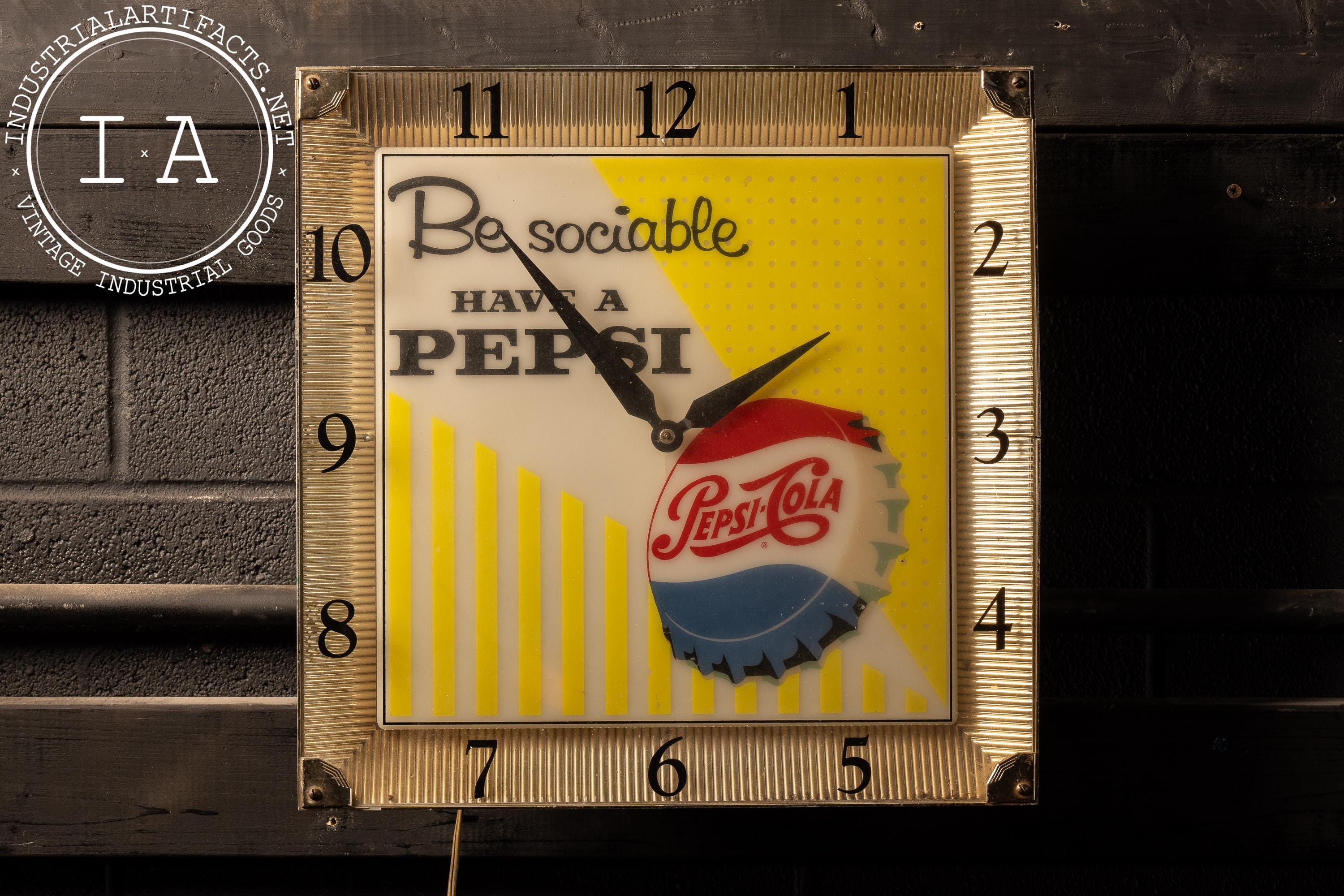 Vintage Lighted Plastic Pepsi Advertising Clock - Etsy