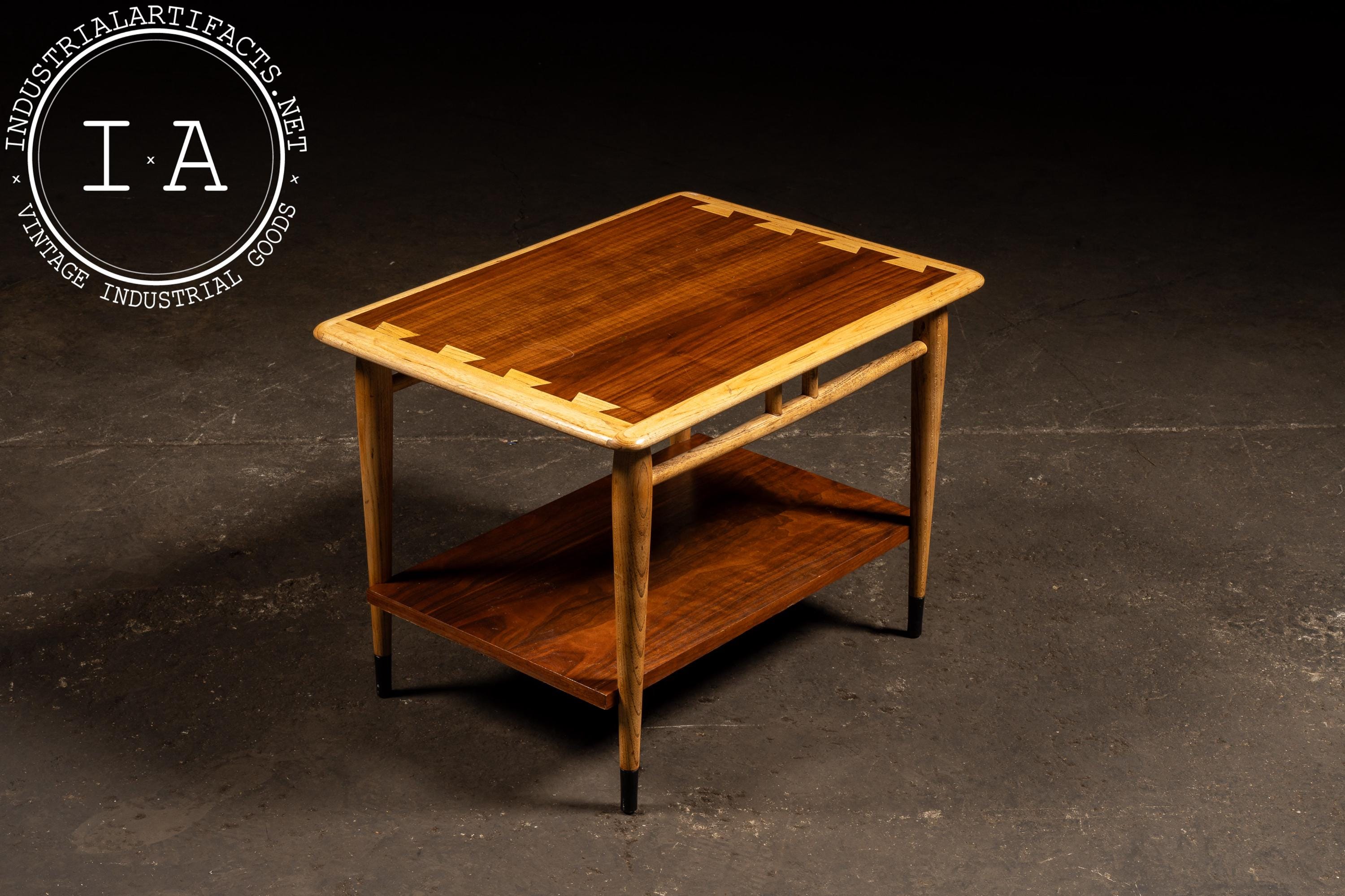 C. 1960 Lane Mid-century Modern Walnut Side Table With Dovetail